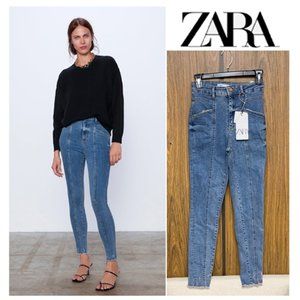 NEW Zara High Rise Skinny Jeans with Paneled Seams